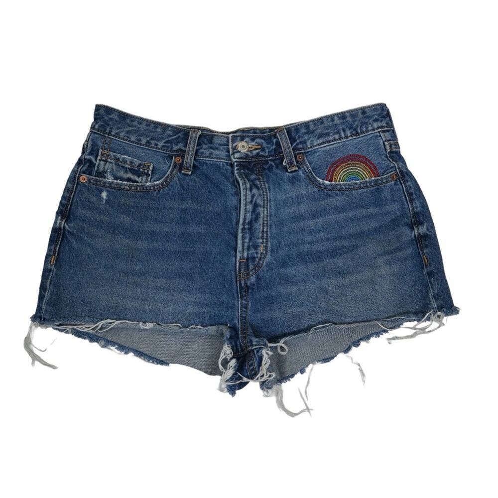 Old Navy Womens 12 O.G. Short High Rise Rainbow Embellished Denim Jean Shorts